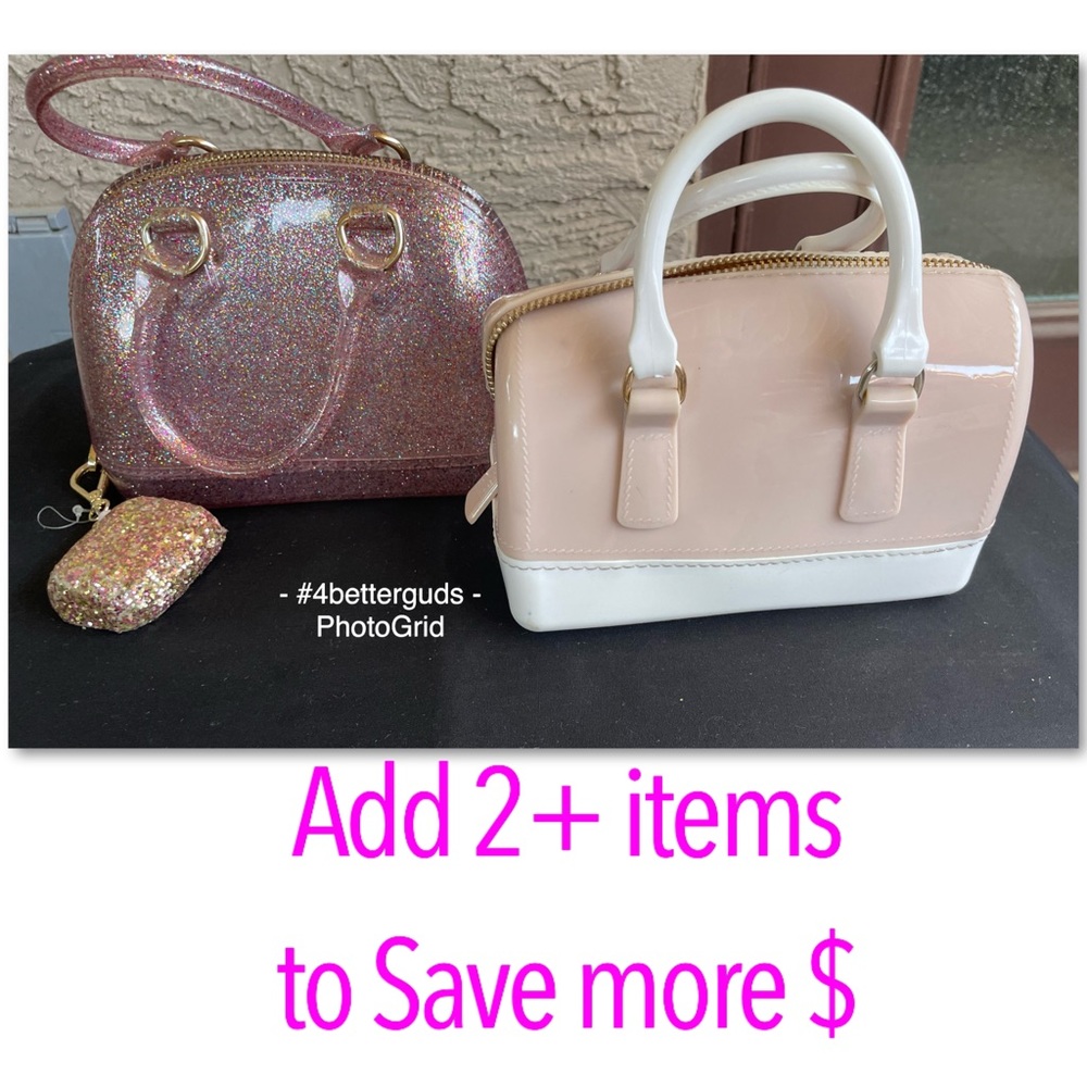 Pillow Shaped Jelly Gel Resin Crystal Handle Purse Mini Bag Neutral Nude & White - Picture 15 of 15